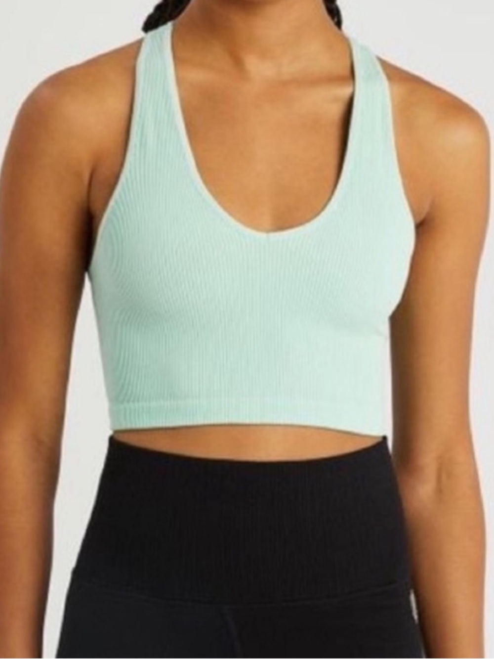 Free People Movement Ribbed Mint Green Racerback Crop Tank